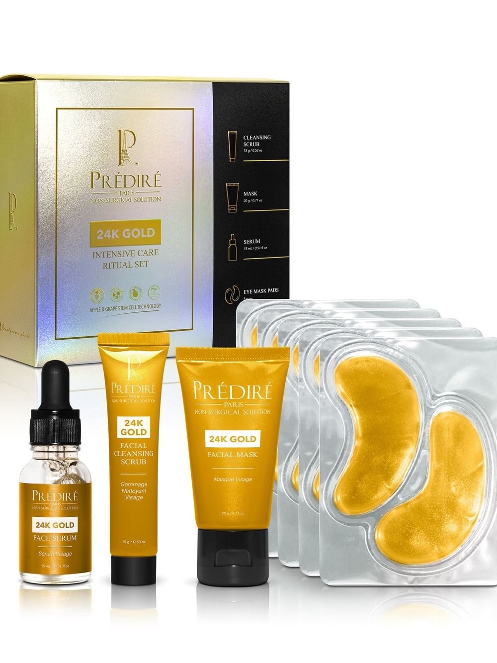 24K 8-Piece Gold Intensive Care Ritual Facial Set – Luxurious Gold